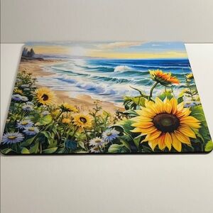 Hand Crafted Sunflower Beach Scene Mouse Pad